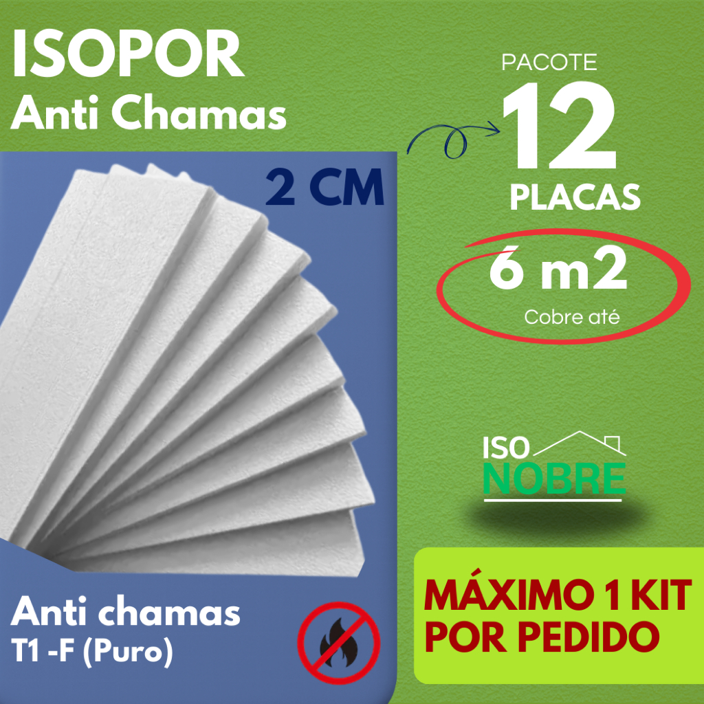 Kit 12 Placas de Isopor 2cm (20 mm) 50x100cm Antichamas – Isolamento Térmico e Acústico para Construção em Oferta na Shopee