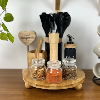 Bandeja Redonda de Bambu com Pés 29cm em Oferta na Shopee