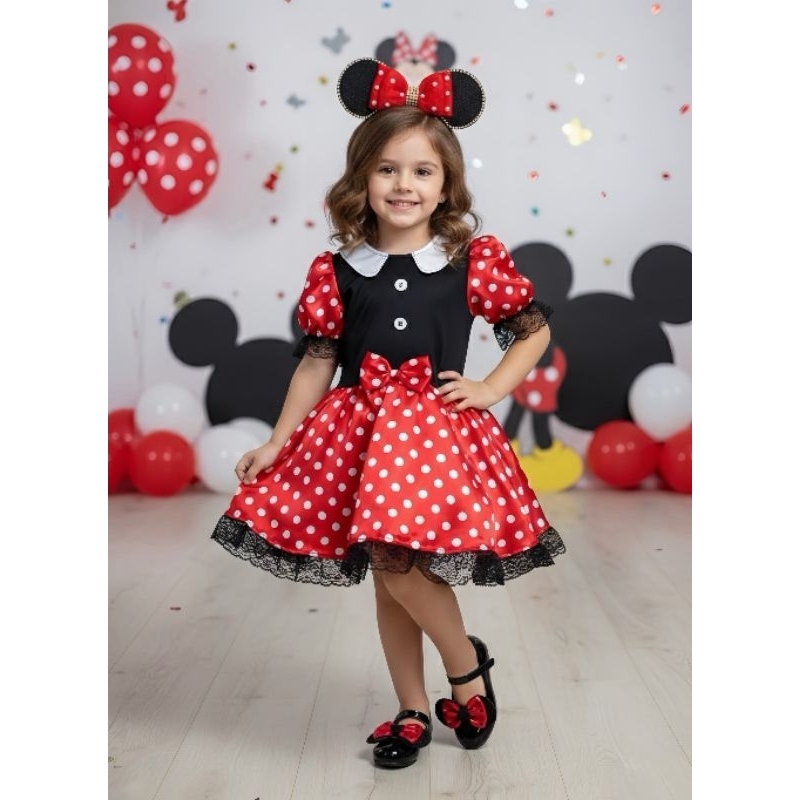 Fantasia Infantil da Minnie Festas Vestido da Minie Disney
