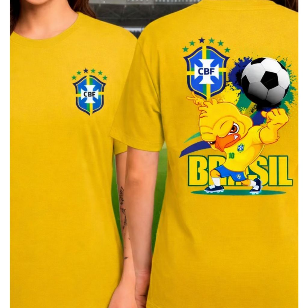 Camisa Feminina Brasil Personalizada Camiseta Gola Redonda 100% Algodão Estilosa