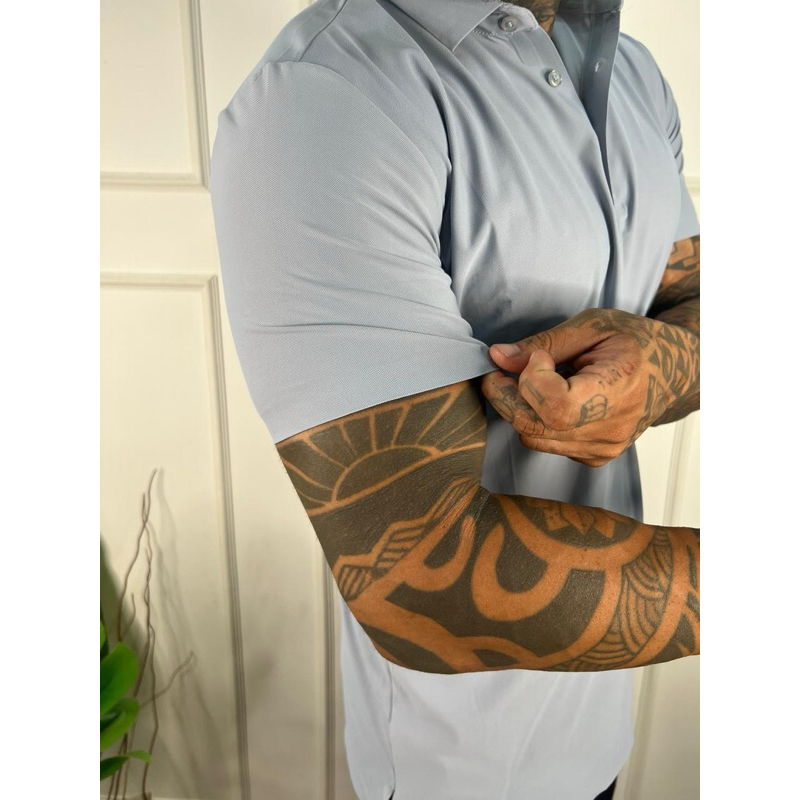 Camisa Polo de Poliamida Tecido Gelado Alta Elasticidade , Corte Sem Costura Uso Casual Elegante