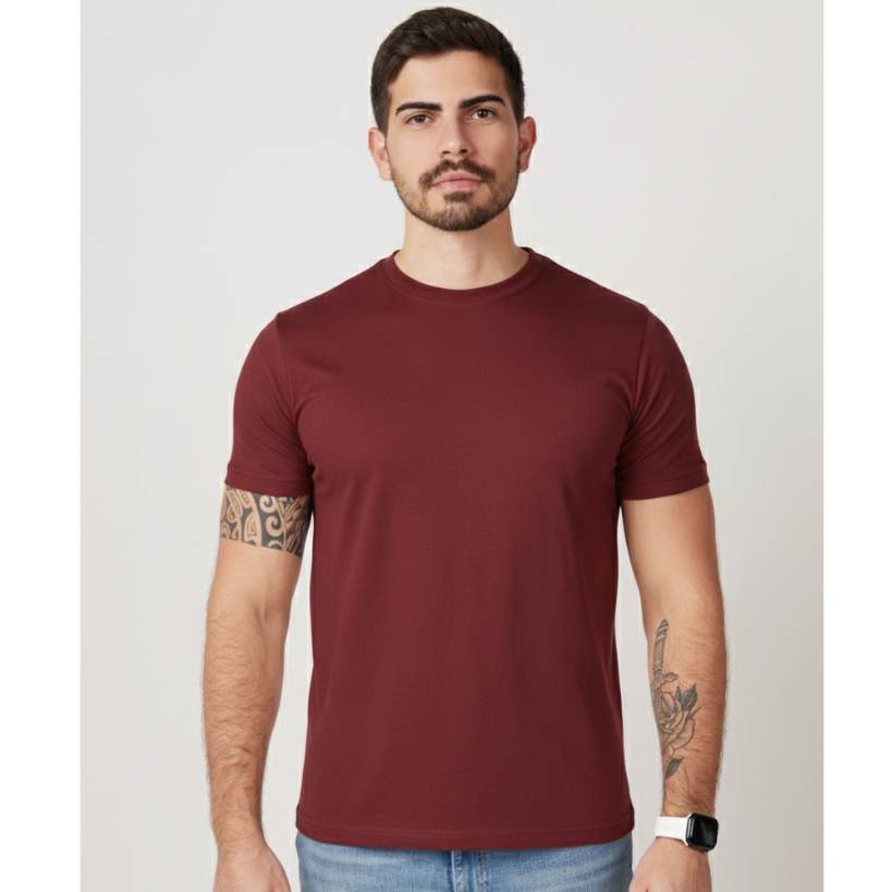 Camiseta Masculina Premium 100% Algodão Menegotti Básica Unissex Gola Ribana Reforçada Respirável