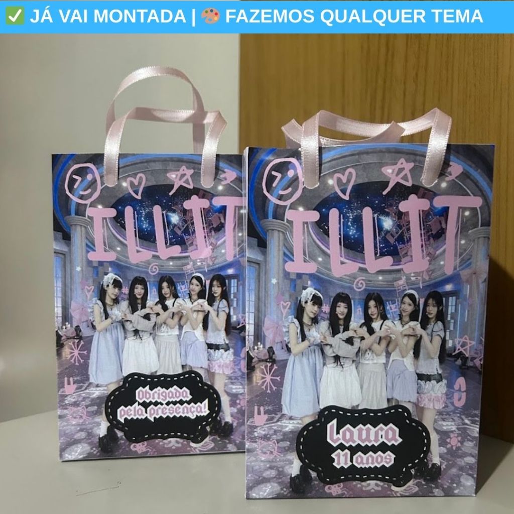 Sacolinha Surpresa Personalizada Illit Kpopper Festa Lembrancinha Aniversário Criança 17x10x4