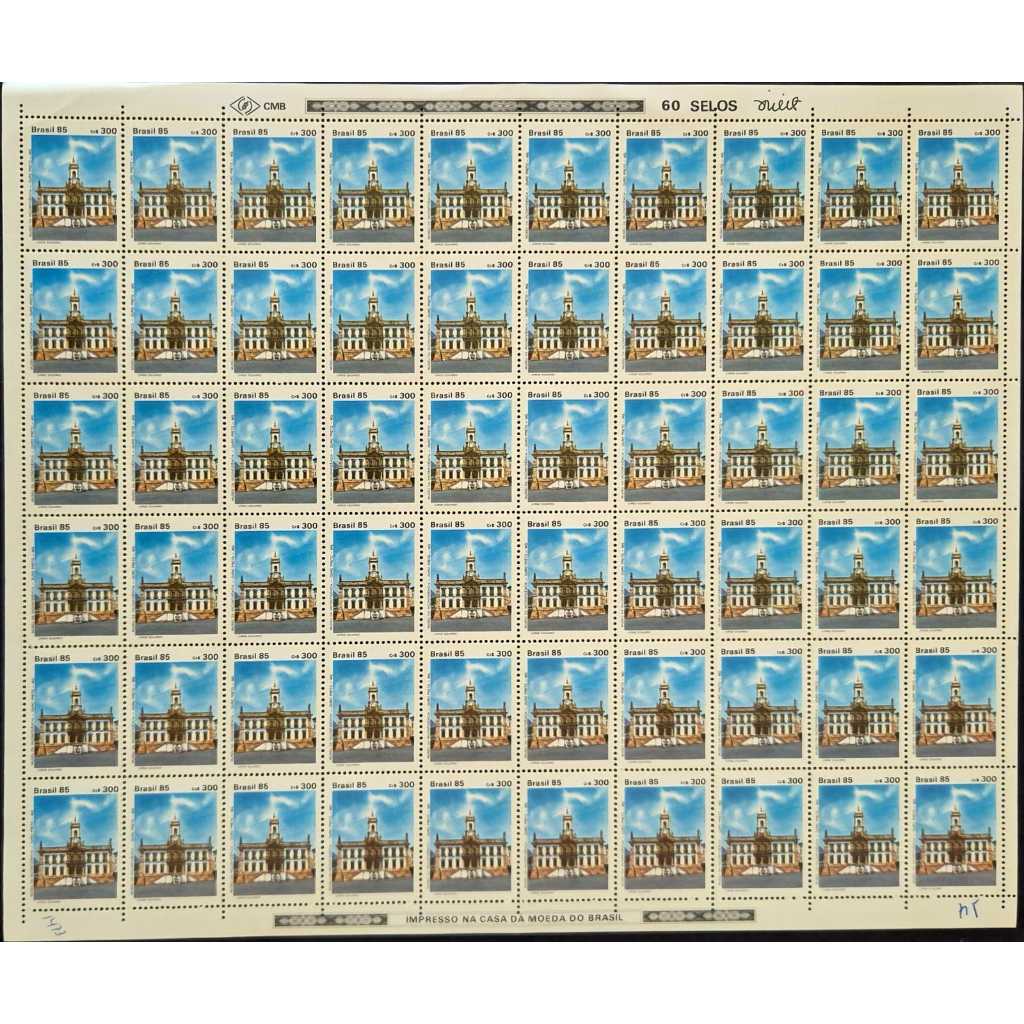 Folha completa do 60 selos dos correios, em cada folha.