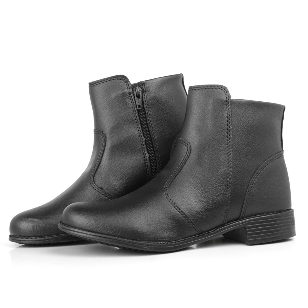 Coturno Feminino Tratorado Plataforma com Zíper e Cadarço, Bota Blogueira