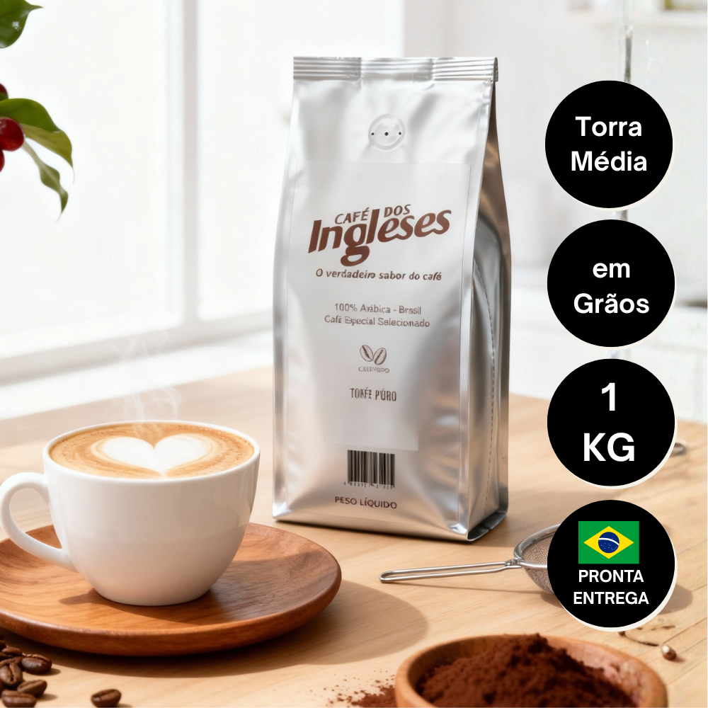 Café Puro  Especial Torra média em Grãos Pacote com 1 Kg 100% Arábica