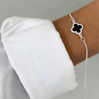 Pulseira Trevo da sorte folheado a prata 925 feminino Virgínia Corrente Veneciano delicado em Oferta na Shopee