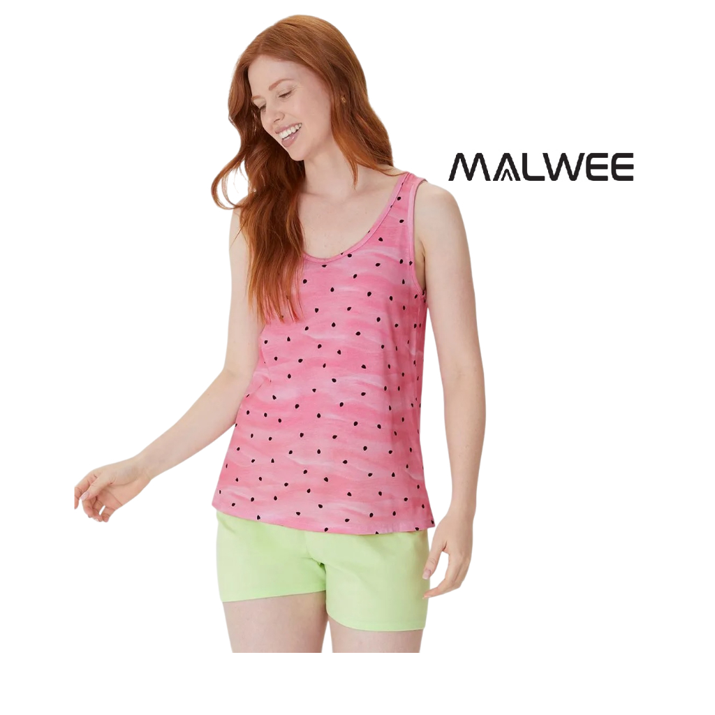 Pijama feminino curto Malwee em algodão em Oferta na Shopee