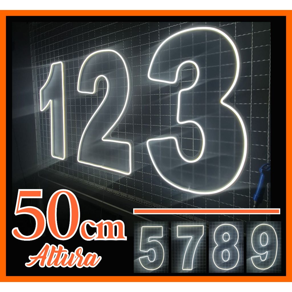 Número Led Neon 50 cm altura Painel Luminoso Decoração Festas aniversário (valor da unidade)