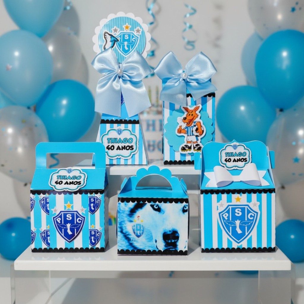 Kit Festa Personalizados Tema Futebol, Paysandu -  Lembrancinhas Caixinhas para Festa - PEGUE E MONTE