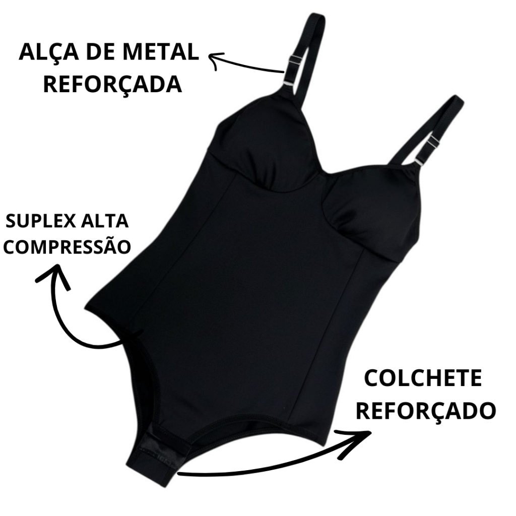 Body Feminino Suplex Cinta Modeladora Redutor Barriga Zero Transparência