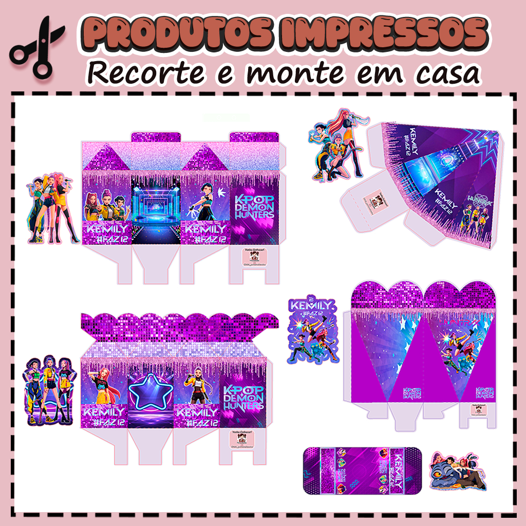 25 Caixinhas Personalizadas Kit festa infantil Tema Guerreiras do k-pop Aniversário Lembrancinhas