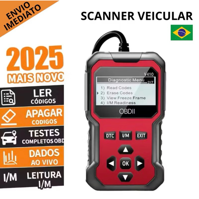 Carro ODB2 Scanner V410/V600/CY3001/V519 Ferramenta de Diagnóstico Leitor Código Falha OBDII