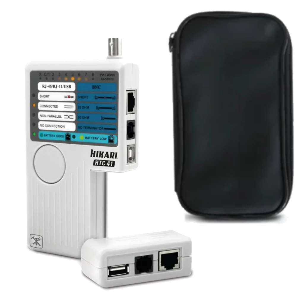 Testador De Cabos Rede Lan Usb Rj45 Rj11 Bnc Hikari Htc-41