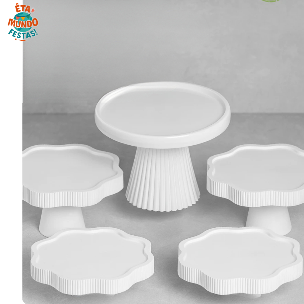 KIT FESTA 1 BOLEIRA ELEGANCE + 2 BANDEJA FLOR + 2 PORTA DOCE FLOR PARA FESTAS ANIVERSÁRIO  DECORAÇÃO em Oferta na Shopee