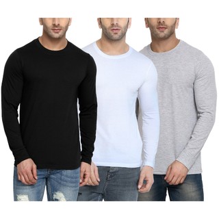 Kit 3 Camisetas Blusa Manga Longa Comprida Algodão Masculinas Unissex