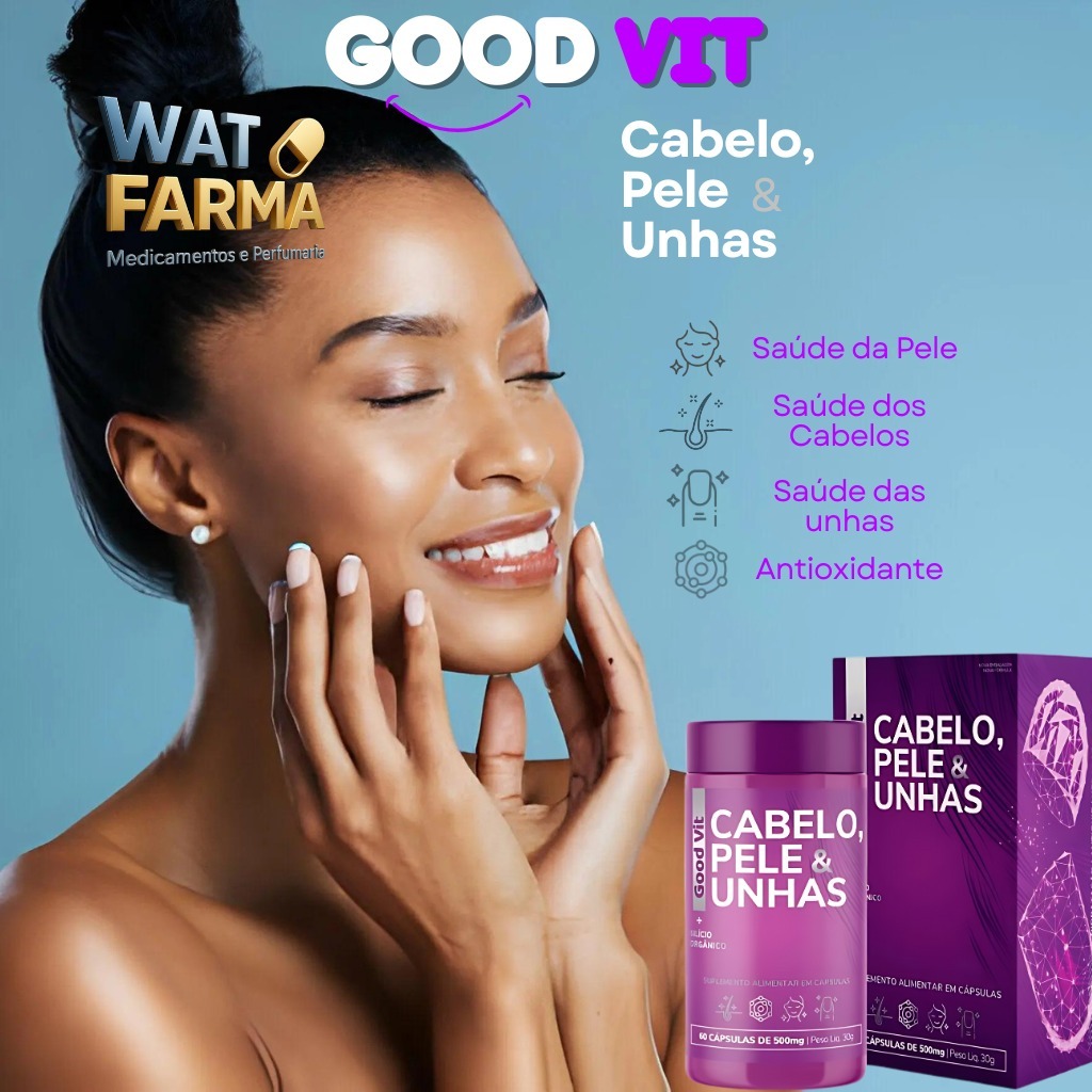 Vitamina Cabelo, Pele e Unha, Good Vit com silício organico biotina e Vitaminas 60 cápsulas em Oferta na Shopee