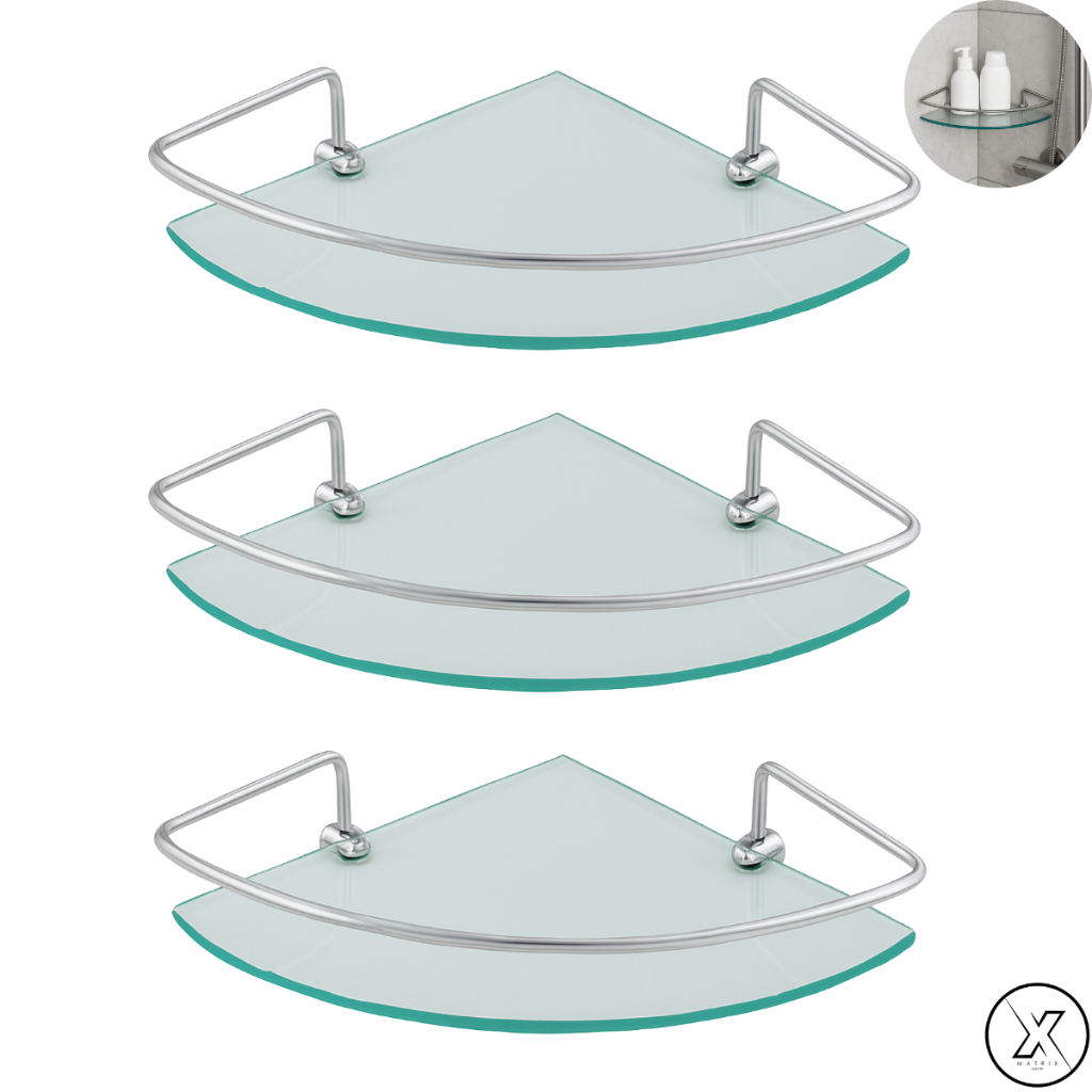 Porta Shampoo De Canto Luxo Prateleira Vidro Para Banheiro Ou Cozinha Organizador De Box