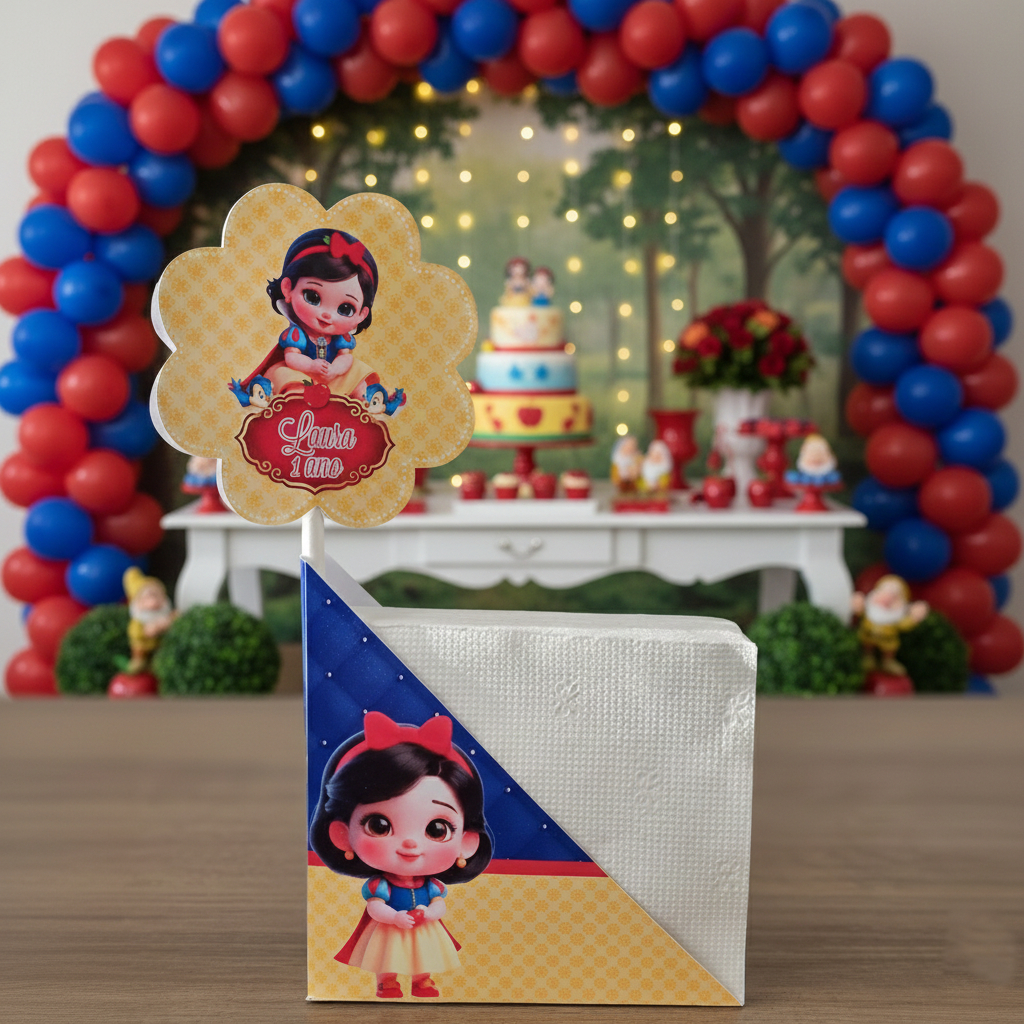 Centro de Mesa Porta Guardanapo Branca de Neve Cute Personalizado Enfeite Festa Aniversário Chá Infantil em Oferta na Shopee
