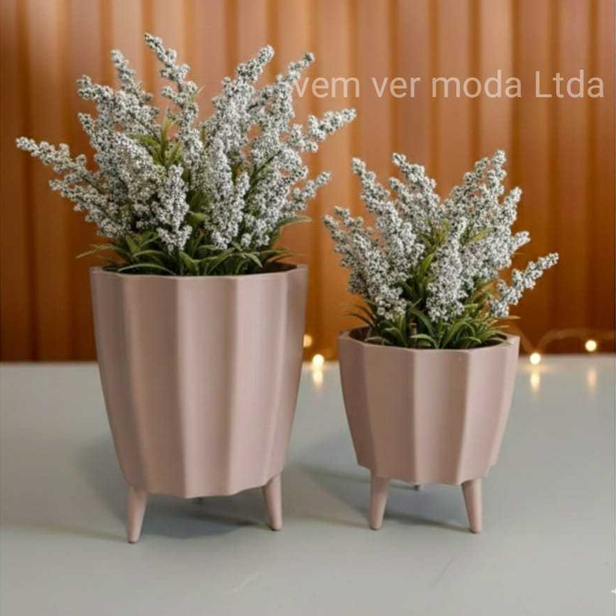 Kit Mini Vaso para Planta Cacau Ondulado Alto Brilho com Pé