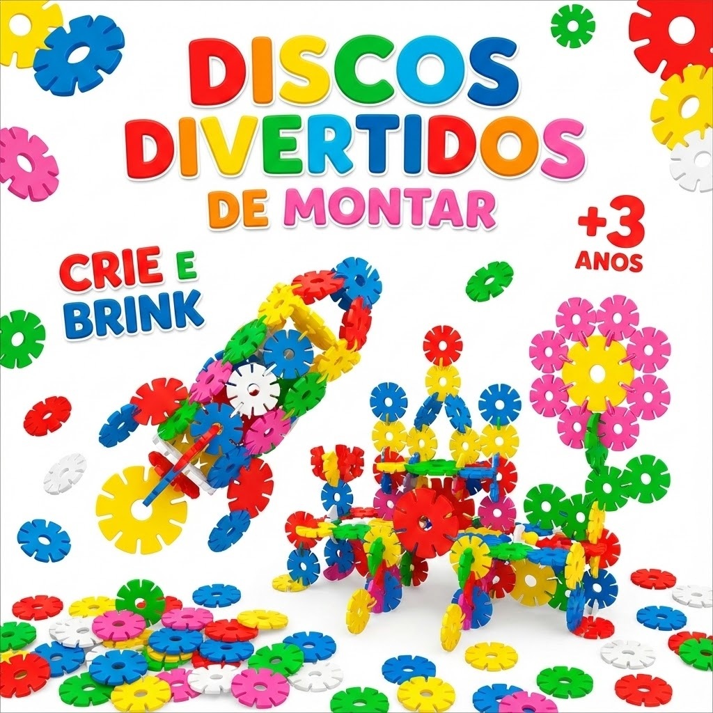 Bloco de Montar Discos Educativos 70 peças