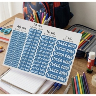 Kit 70 etiquetas/adesivos personalizados para material escolar em Oferta na Shopee
