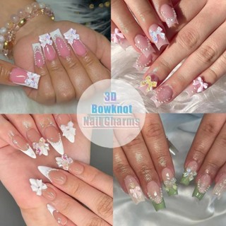 96Pçs Caixa Misturado 3D Resina Arco Encantos Da Arte Do Prego Rosa Branco Roxo Aurora Bowknot Flatback Gemas Kawaii DIY em Oferta na Shopee