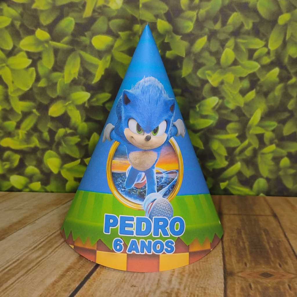 CHAPÉU DE FESTA PERSONALIZADO SONIC em Oferta na Shopee