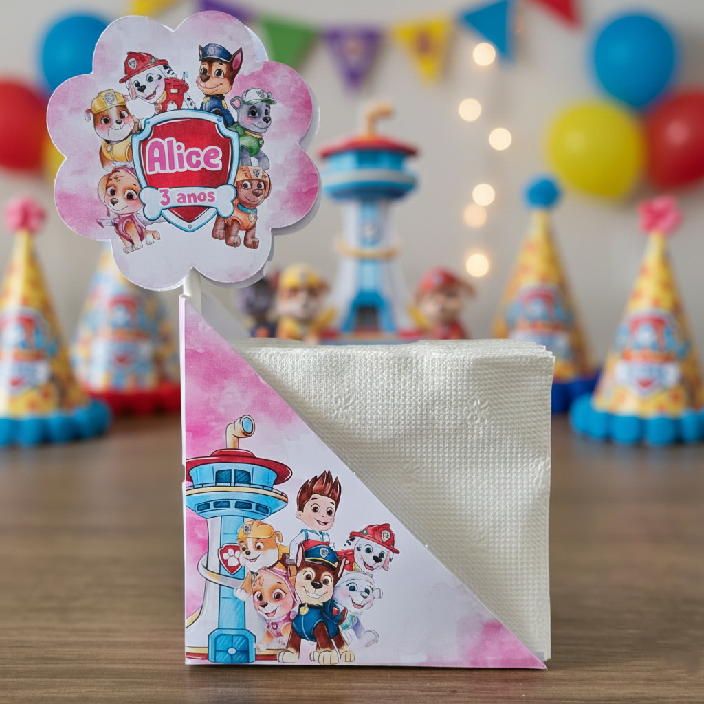 Centro de Mesa Porta Guardanapo Patrulha Canina Rosa Personalizado Enfeite Festa Aniversário Chá Infantil em Oferta na Shopee