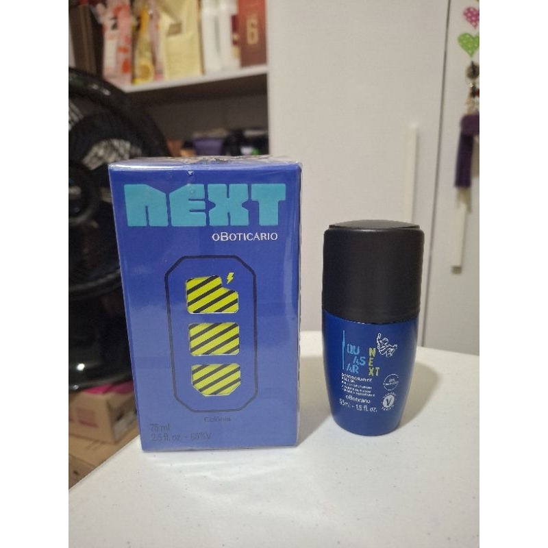 Kit Quasar Next Colônia 75ml + Rollon 55ml oboticario.