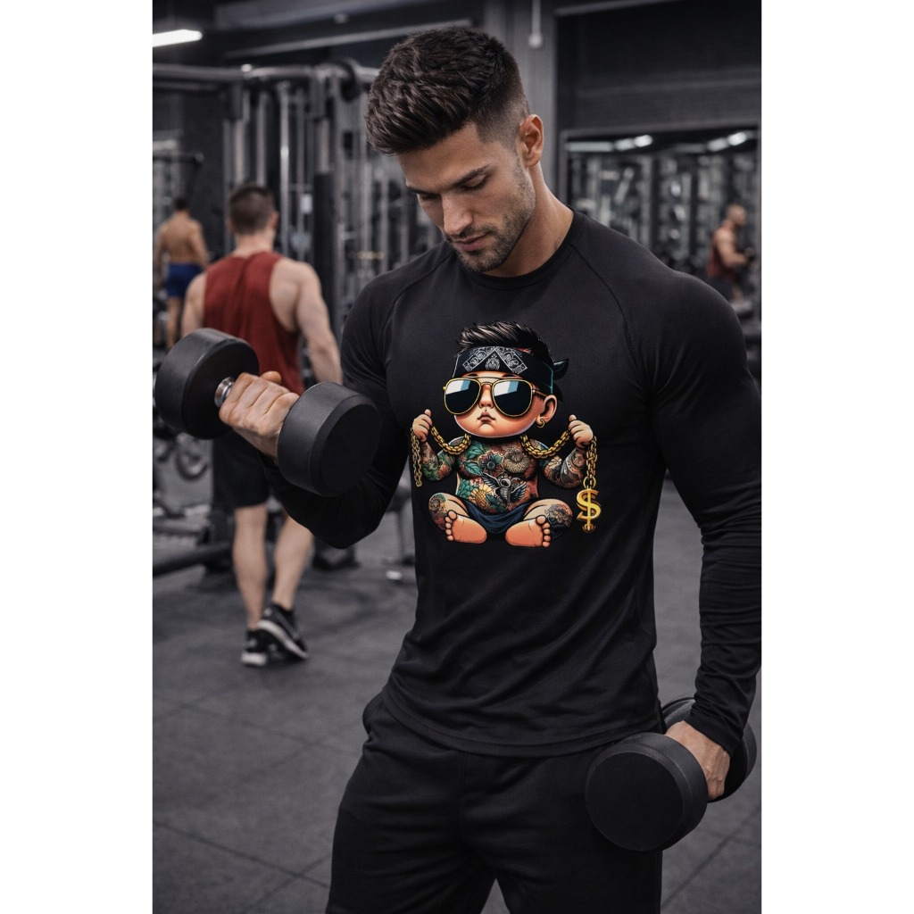Camiseta Masculina de Compressão Térmica Manga Longa – Segunda Pele Perfeita para Academia Intensa