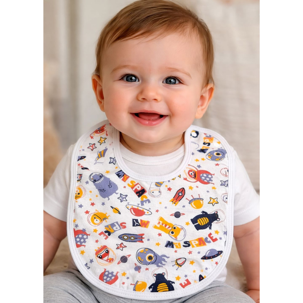 Babador Bebê Atoalhado Ajustável | Alimentação Sem Sujeira