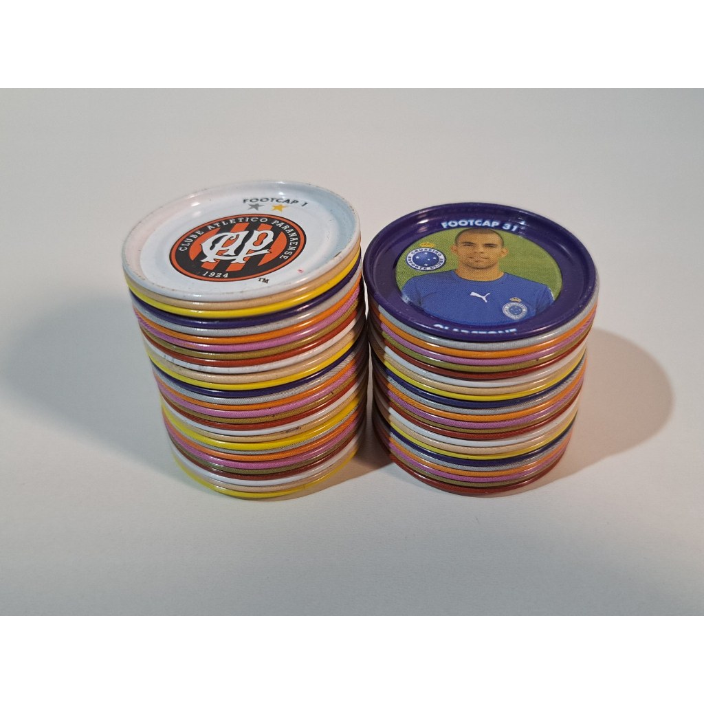 Tazos de metal Footcaps Desafio dos Campeões - Lote com 53 - Não são Elma Chips
