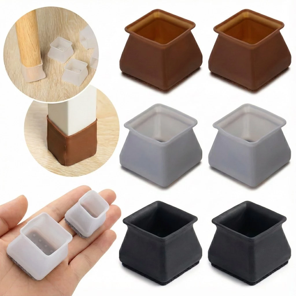Protetor de Silicone para Pés de Cadeira Quadrado Pezinho Amortecedor Anti Ruído Risco Piso Mesa — imagem 1