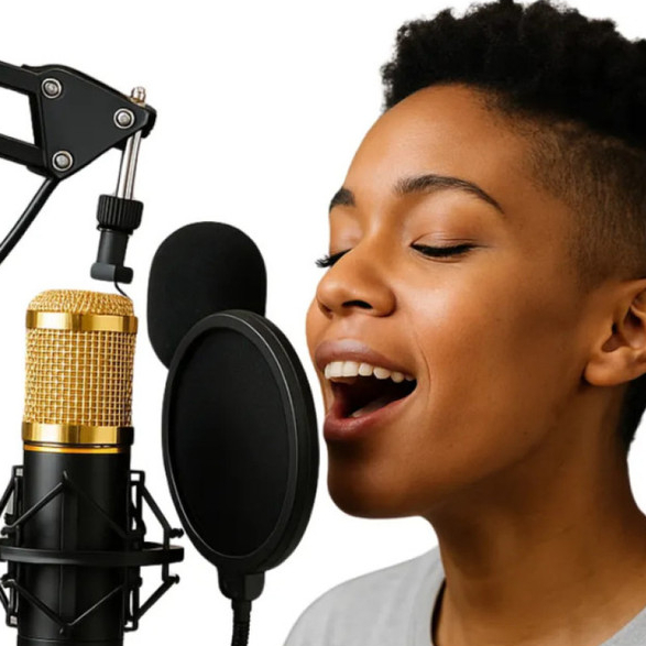 Microfone Condensador Profissional Podcast Braço Articulado