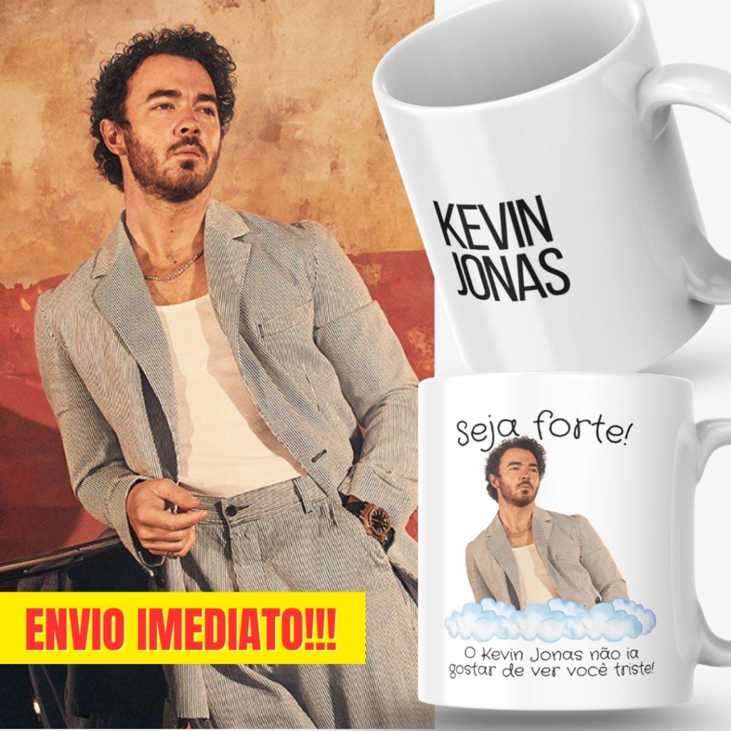 Caneca Xicara Porcelana 325ml Seja Forte Kevin Jonas Brothers Personalizada Presente Decoração Casa