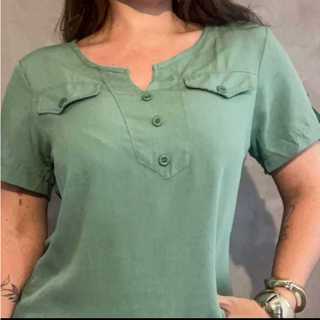 Blusa Camisa Feminina Casual Social com Botão Manga Curta em Viscolinho em Oferta na Shopee