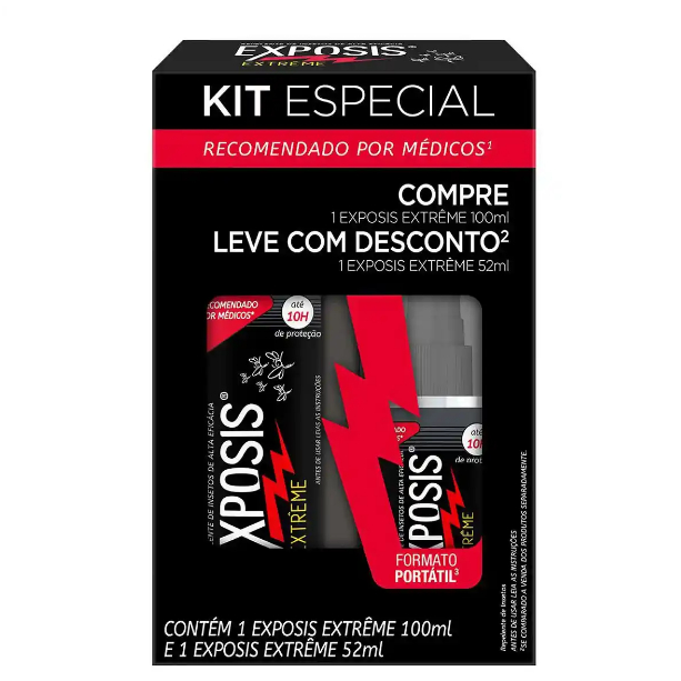 Kit Repelente Exposis Extrême Spray Longa Duração 100ml + 52ml
