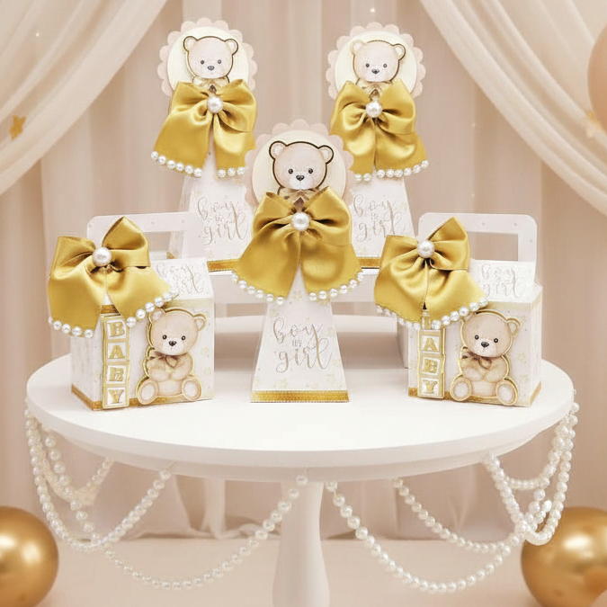 Kit Festa Chá Revelação Ursinhos Bege Personalizados I Lembrancinhas I Festas I Caixinhas I Aniversários