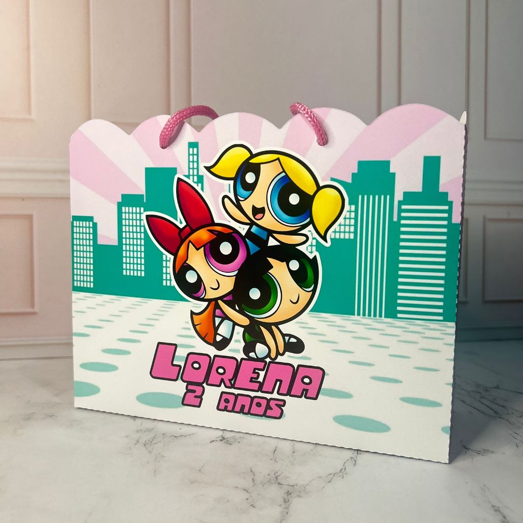 Sacolinha Personalizada Meninas Super Poderosas | Lembrancinha Festa Infantil | Pegue e Monte