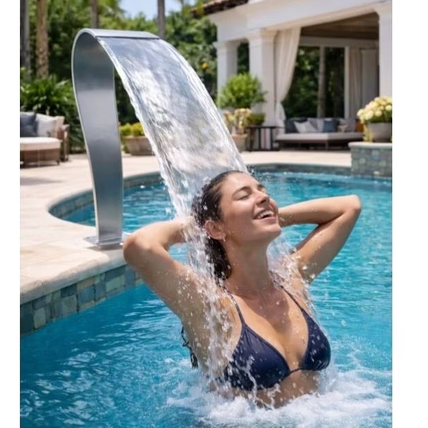 Cascata Inox 316 Para Piscina V-Inox Média Naja 50x12cm Cascata Piscina