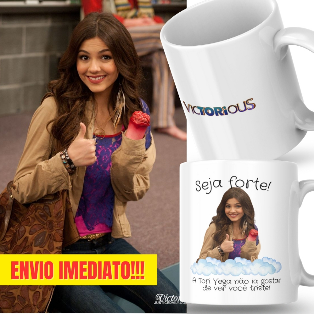 Caneca Xicara Porcelana 325ml Seja Forte Brilhante Victoria Personalizada Presente Decoração Casa