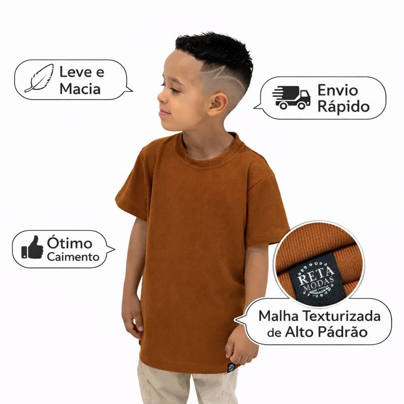 Camiseta Oversized Infantil Malha Texturizada em Oferta na Shopee