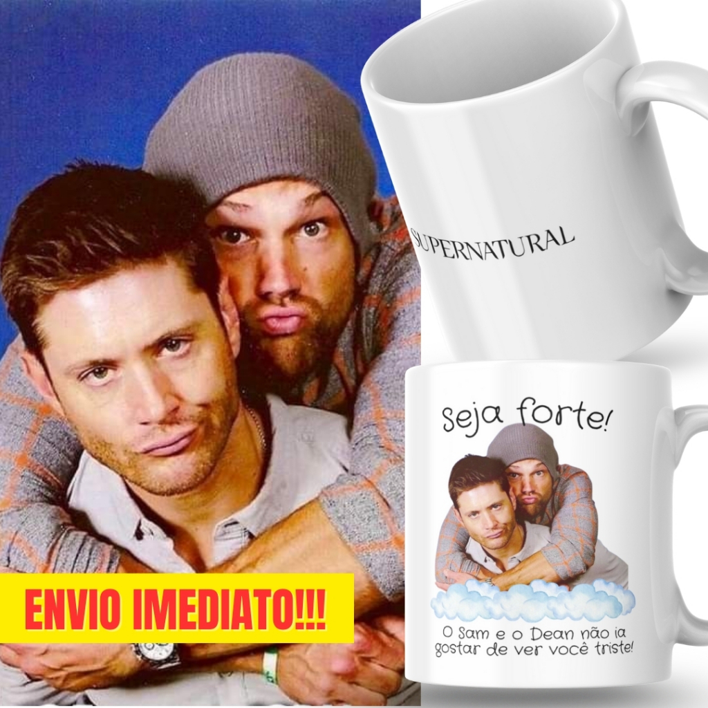 Caneca Xicara Porcelana 325ml Seja Forte Sam Dean Supernatural Personalizada Presente Decoração Casa