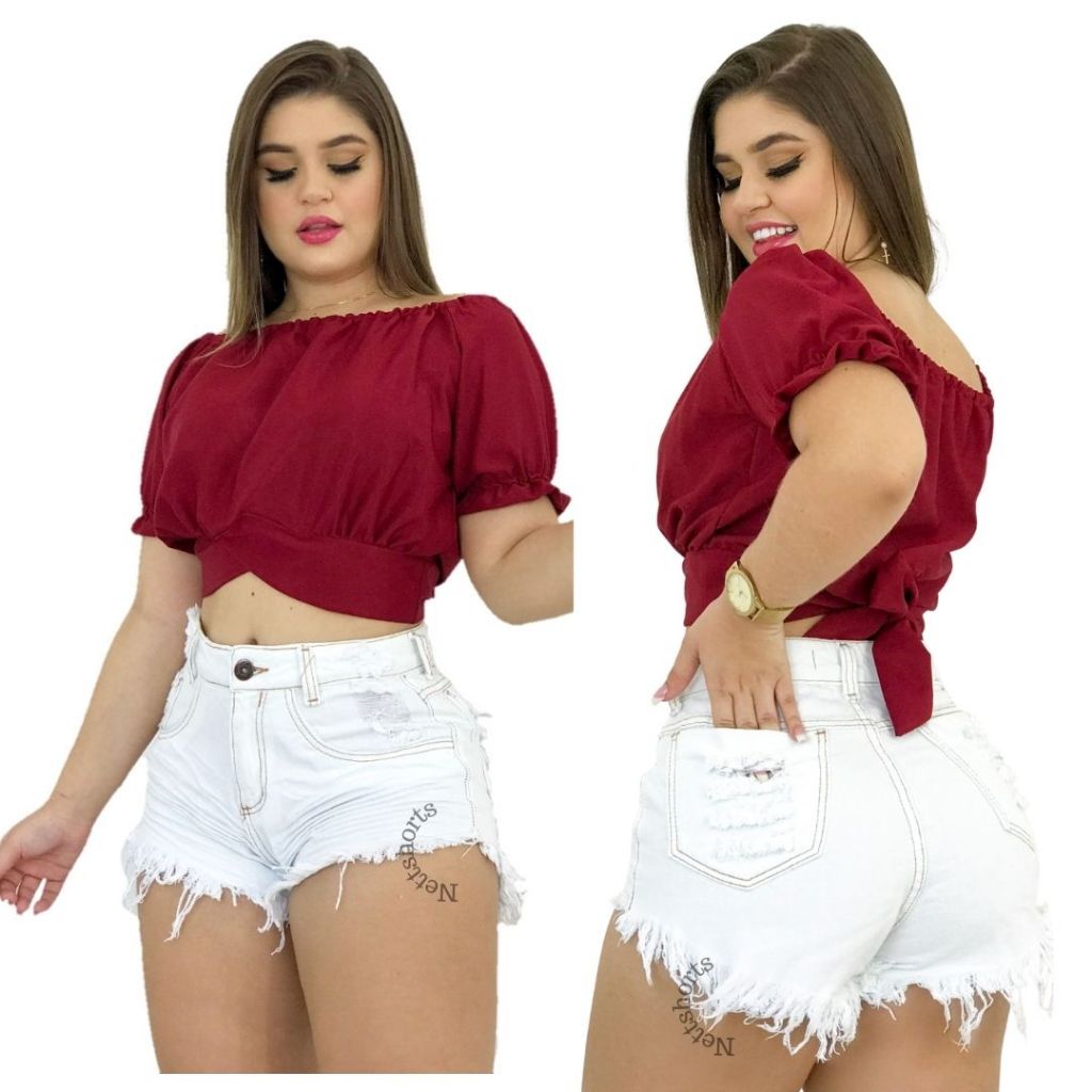 Short Jeans Feminino Cintura Alta Desfiado Verão 2026 - Empina Bum Bum em Oferta na Shopee