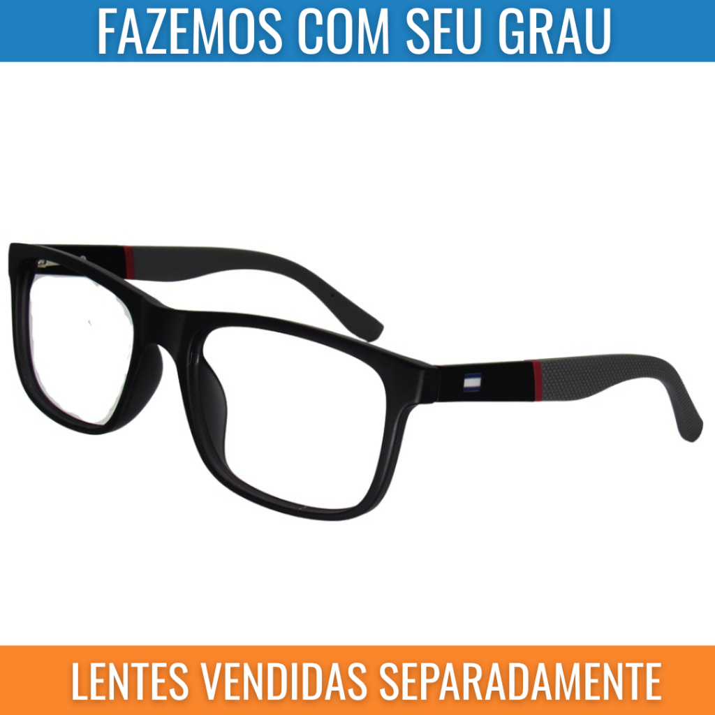 Óculos de Grau Masculino Esportivo Armação Leve e Resistente Design Quadrado
