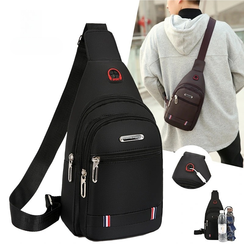 Mochila Transversal Masculina - Bolsa de Peito Multifuncional Impermeável em Oferta na Shopee