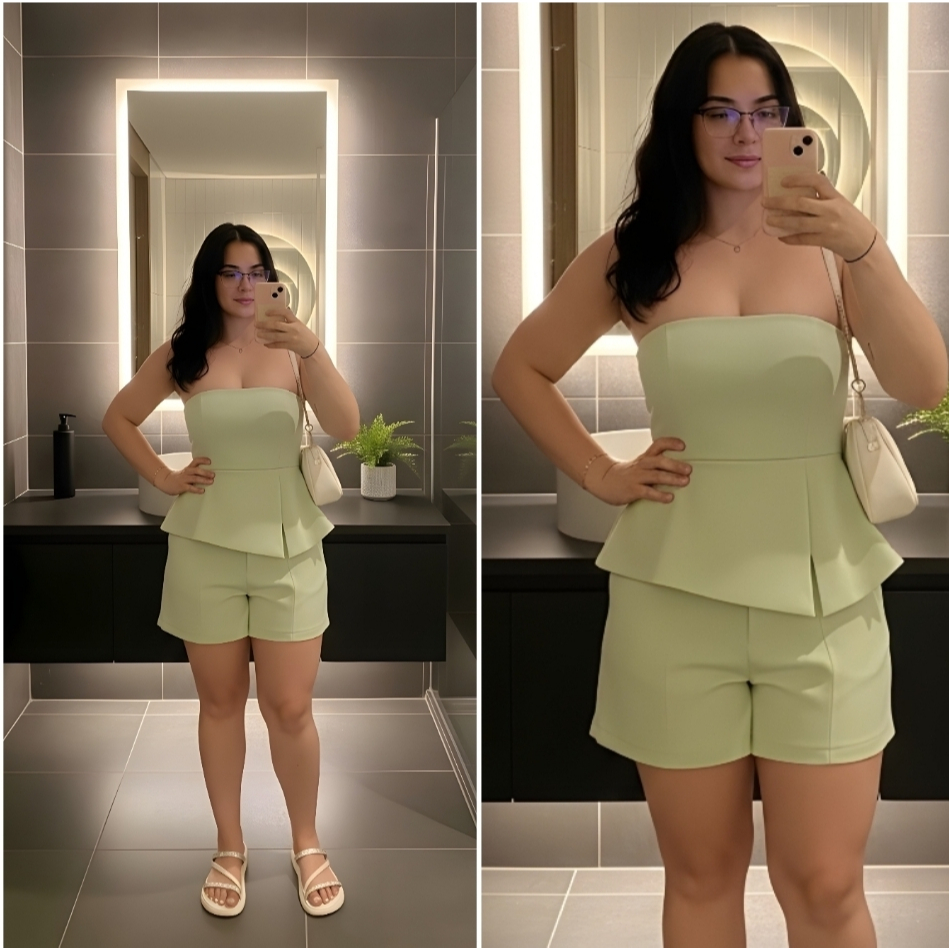 Conjunto Feminino Peplum Tendencia Alfaiataria Premium – Elegância e Conforto para o Verão em Oferta na Shopee