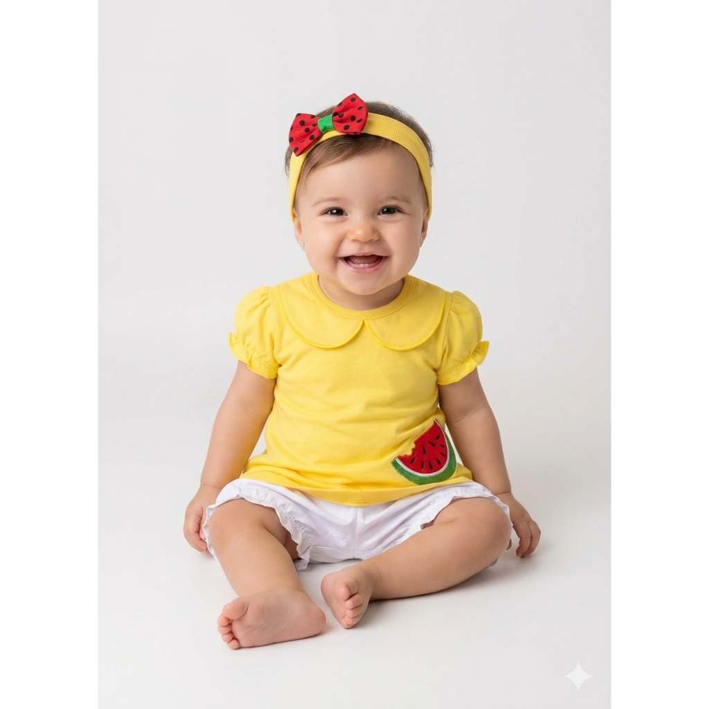 Fantasia Magali Bebês e Infantil - Batinha com Faixa - Mesversario Fantasia Magali Bebês e Infantil - Batinha com Faixa - Mesversario