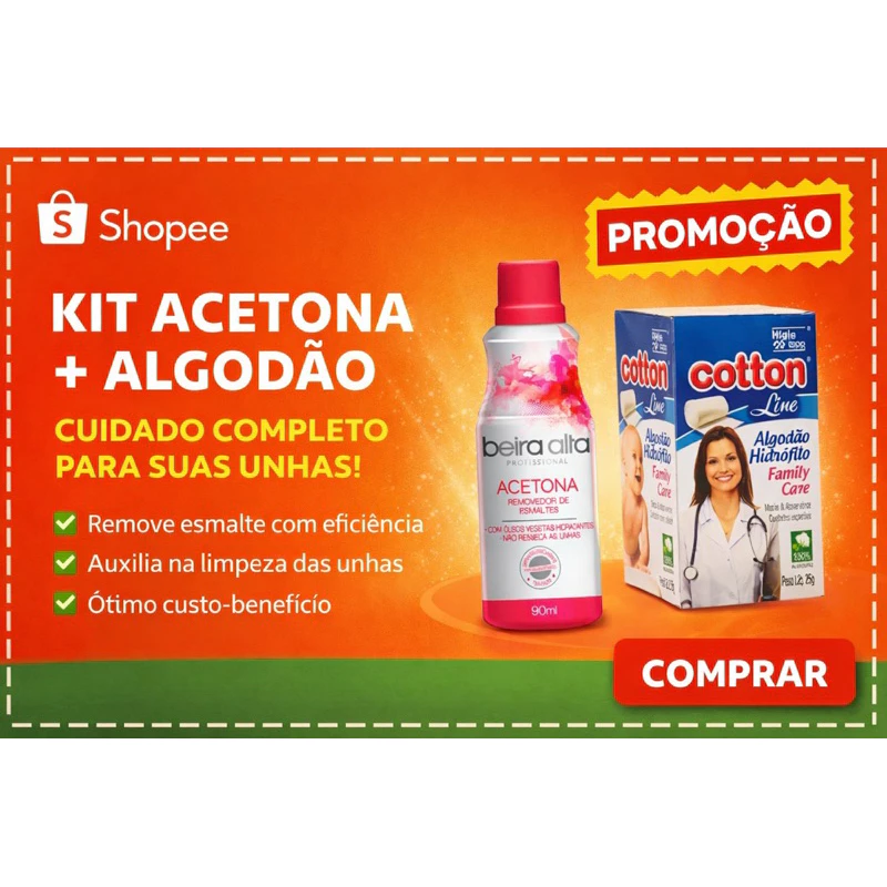 KIT REMOVEDOR DE ESMALTE 90ML + ALGODÃO 25G